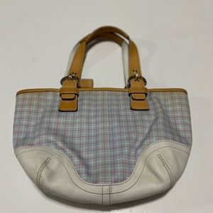 Coach white plaid leather purse